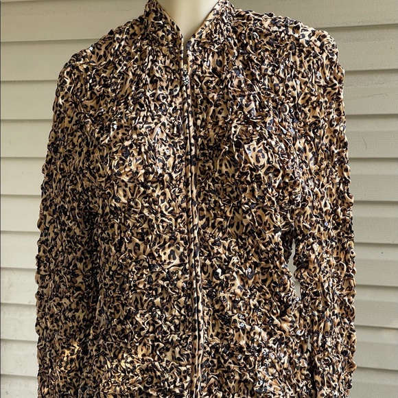 MSK Jackets & Blazers - MSK Gold Black CHEETAH PRINT Soft STRETCH PUCKER JACKET SEQUINS